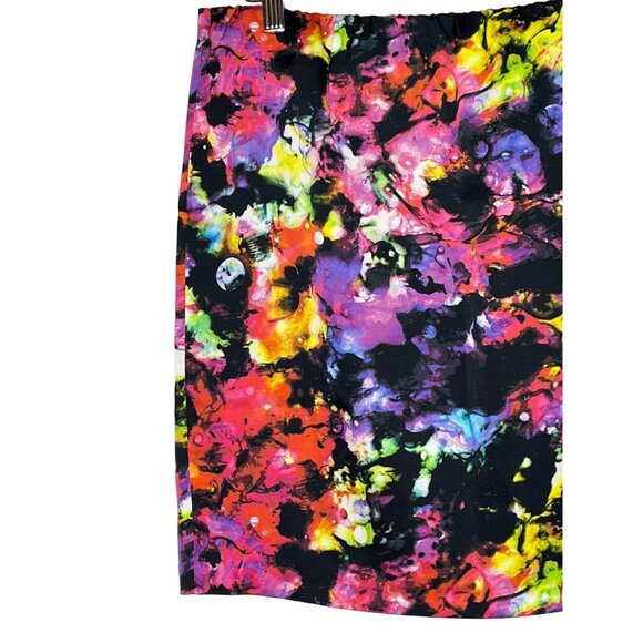 Vince Camuto Abstract Satin Mini Skirt Size 10 | Bold Print Fall Workwear - Picture 9 of 11